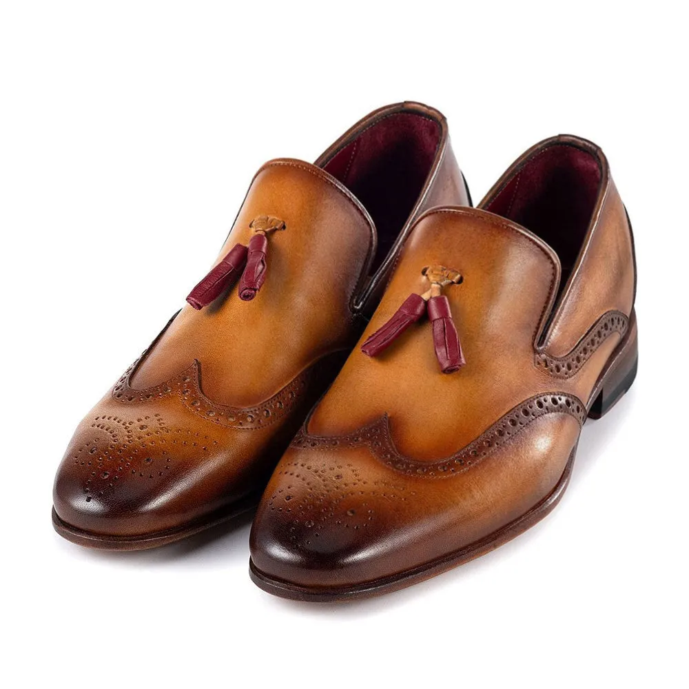 6 CM/2.36 Inches Men’s Elevator Shoes – Brown Suede Penny Loafers