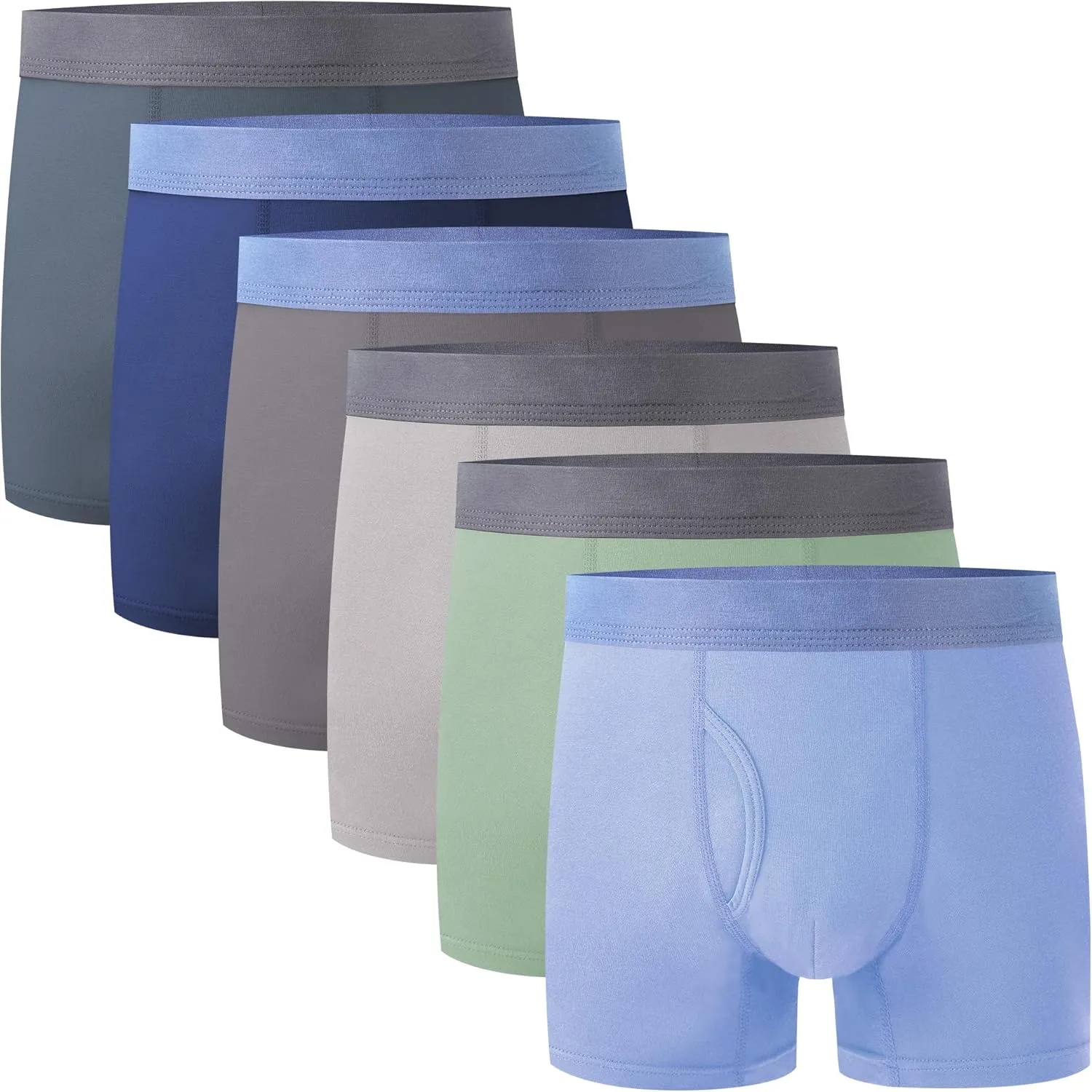 BAMBOO COOL Boys' Boxer Briefs 6-18Y Underwear Moisture-Wicking Lightweight and Ultra Soft 6-Pack
