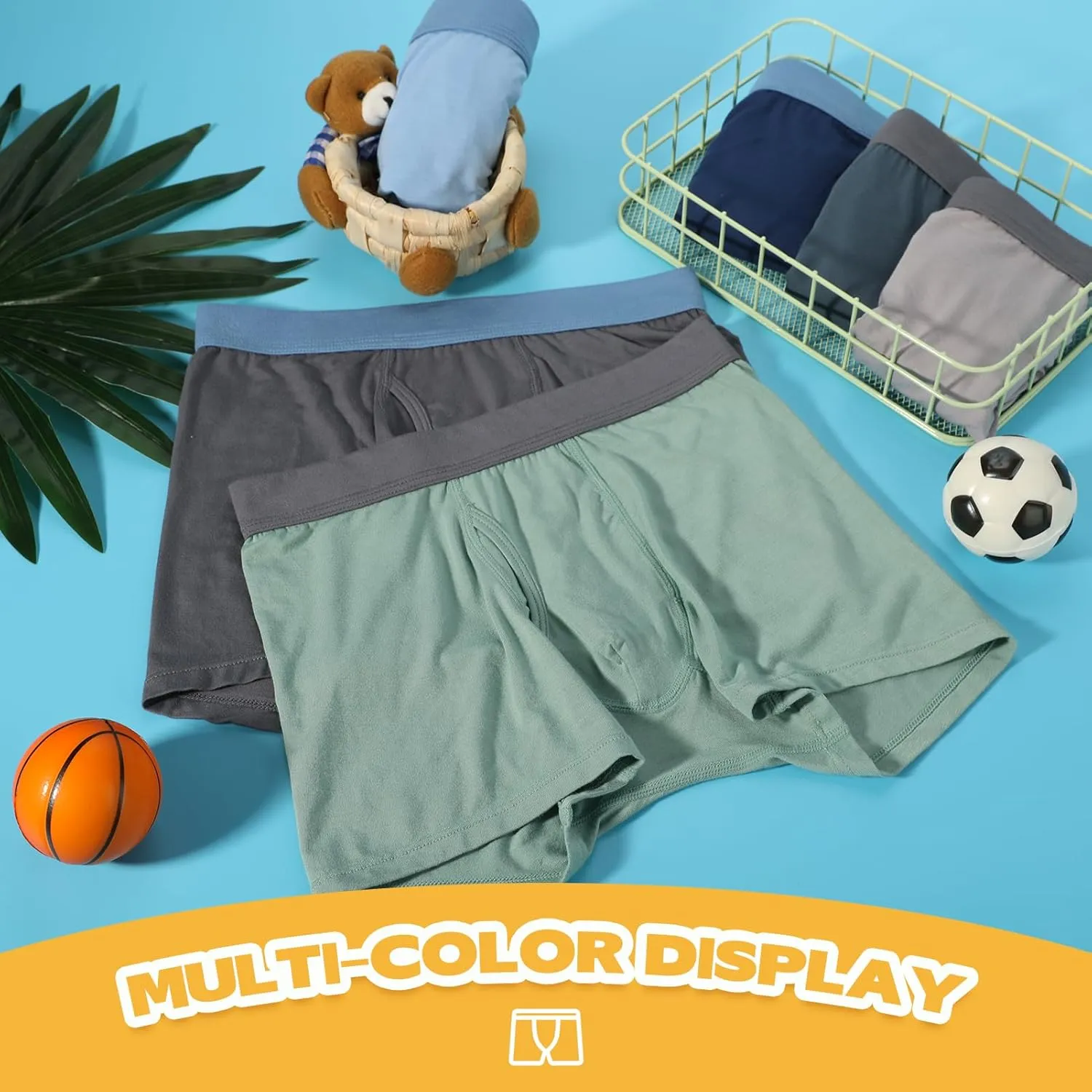 BAMBOO COOL Boys' Boxer Briefs 6-18Y Underwear Moisture-Wicking Lightweight and Ultra Soft 6-Pack