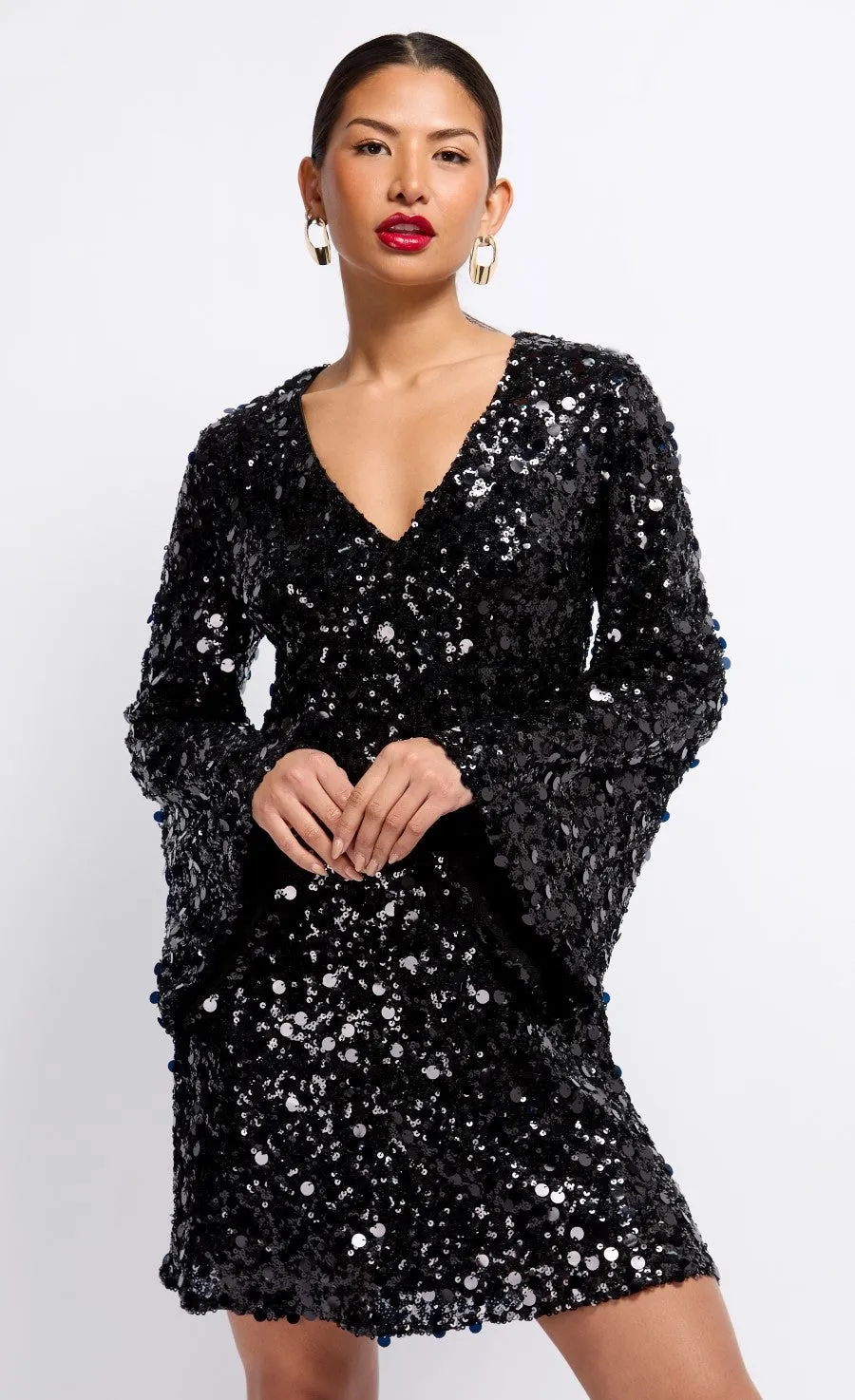 Black Sequin Mini Dress by Vogue Williams