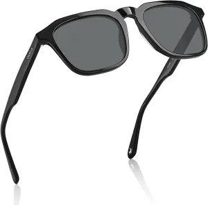CARFIA Square Sunglasses for Men Polarized Retro 60s Design, Hand-crafted Acetate, UV400 Protection Cool Sun Glasses