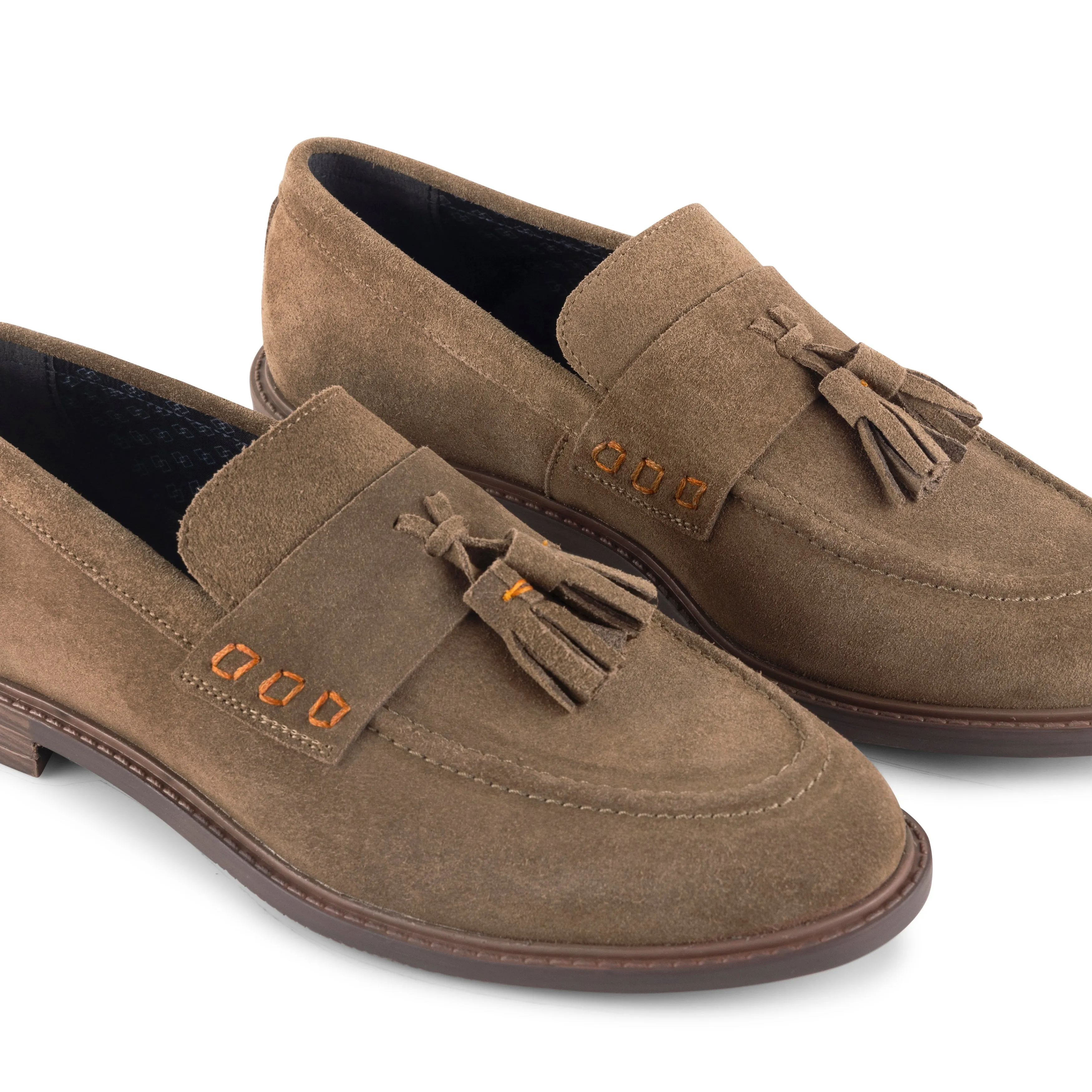 Charleston Suede Leather Tassel Loafer - Butter Brown