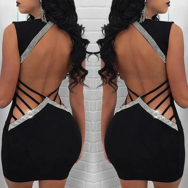 Elegant Ladies Deep V- Neck Sequin Bodycon