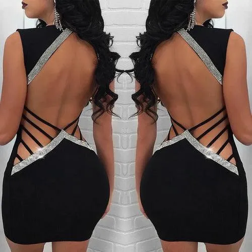 Elegant Ladies Deep V- Neck Sequin Bodycon