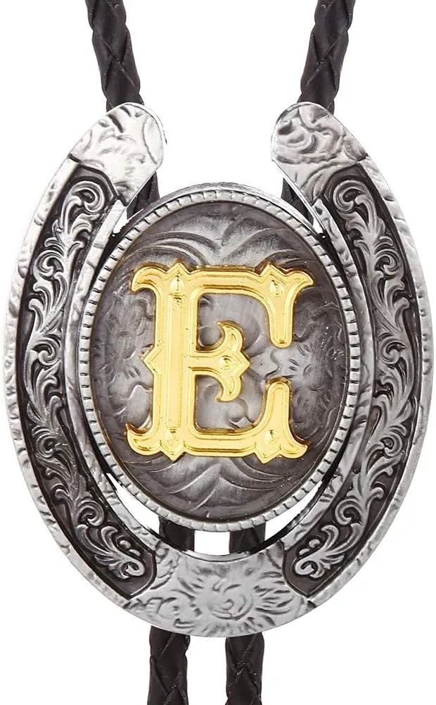 HUABOLA CALYN Vintage Bolo Tie for Men- Initial Letter ABCDMJR to Z Western Cowboy Bolo Tie for Women