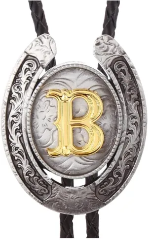HUABOLA CALYN Vintage Bolo Tie for Men- Initial Letter ABCDMJR to Z Western Cowboy Bolo Tie for Women