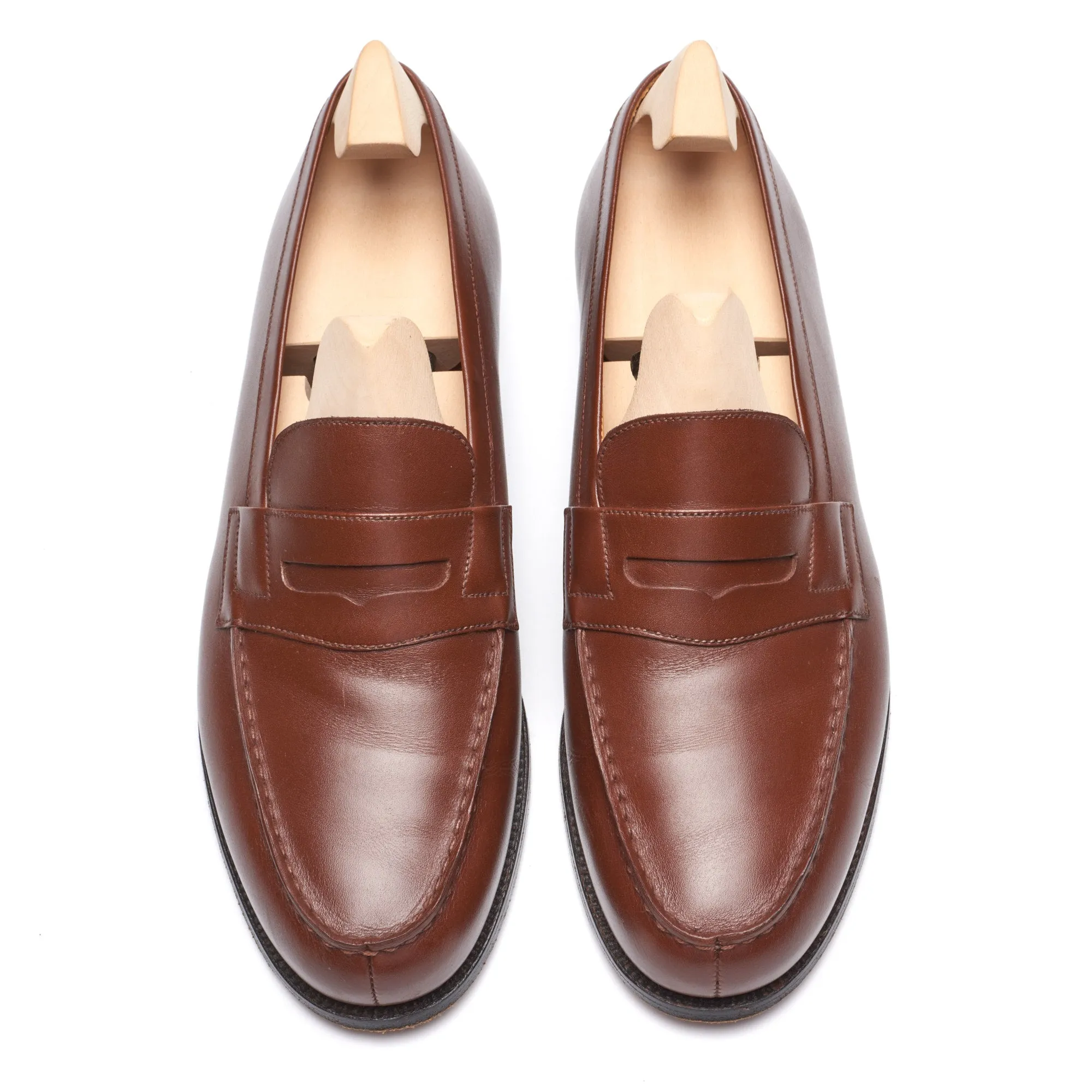 J.M. WESTON 180 Loafer Brown Box Calf Leather Moc Toe Penny Loafer Shoes 7.5C US 8.5
