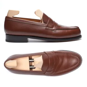 J.M. WESTON 180 Loafer Brown Box Calf Leather Moc Toe Penny Loafer Shoes 7.5C US 8.5