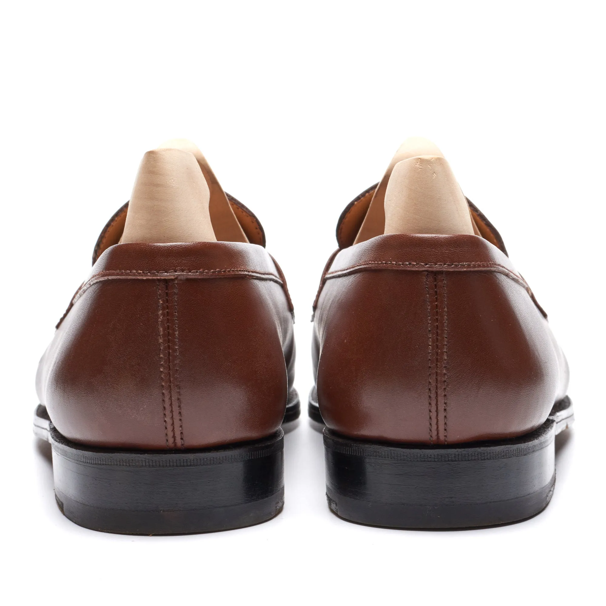 J.M. WESTON 180 Loafer Brown Box Calf Leather Moc Toe Penny Loafer Shoes 7.5C US 8.5
