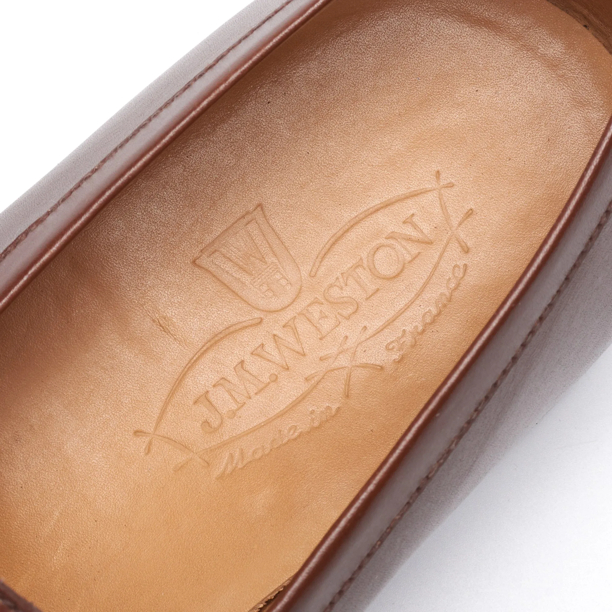 J.M. WESTON 180 Loafer Brown Box Calf Leather Moc Toe Penny Loafer Shoes 7.5C US 8.5