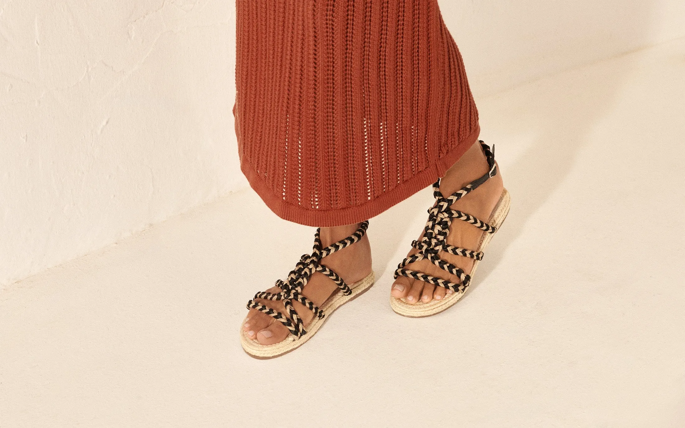 Jute Tie-Up Rope Sandals - F75Y0 - Yucatán Natural