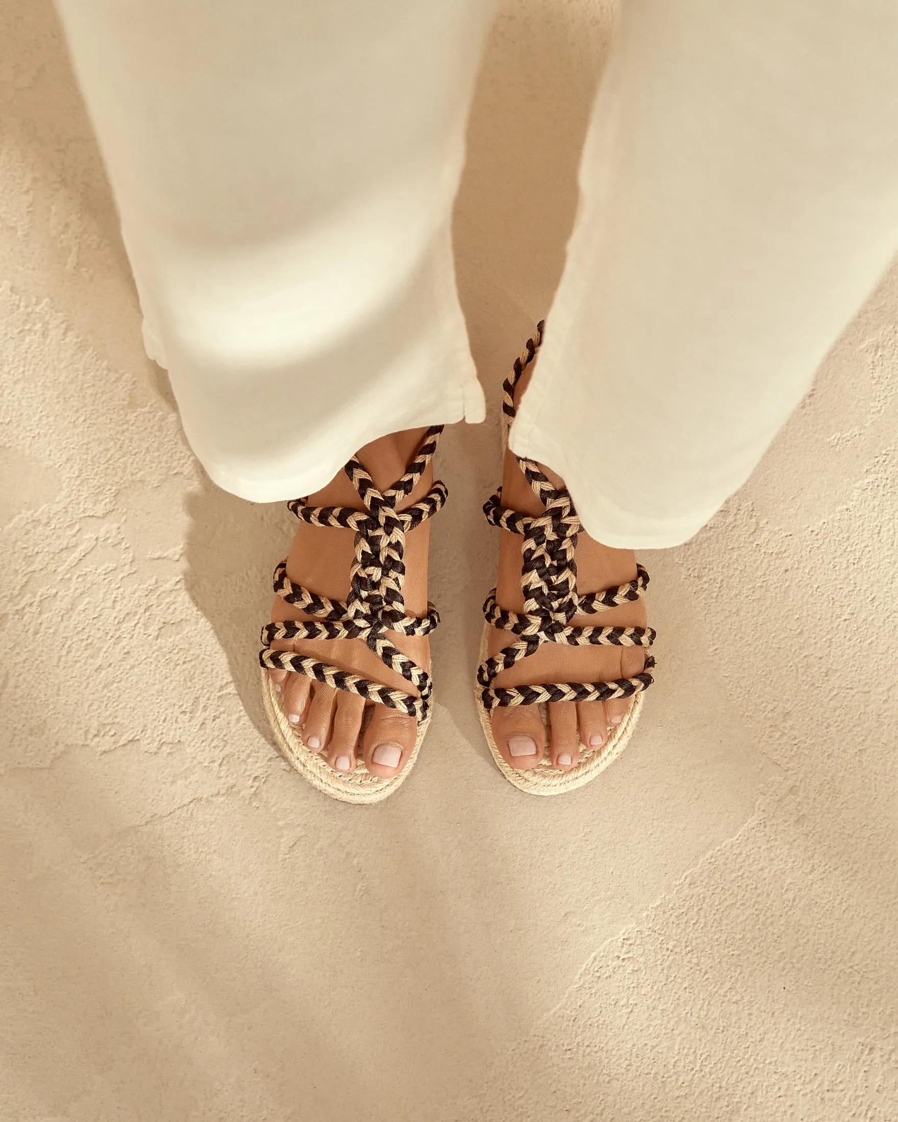 Jute Tie-Up Rope Sandals - F75Y0 - Yucatán Natural