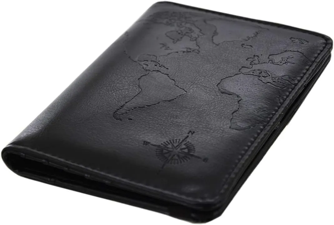 kandouren RFID Passport Holder Cover Case,Travel Accessories for Men & Boy,Passport Wallet(black world)