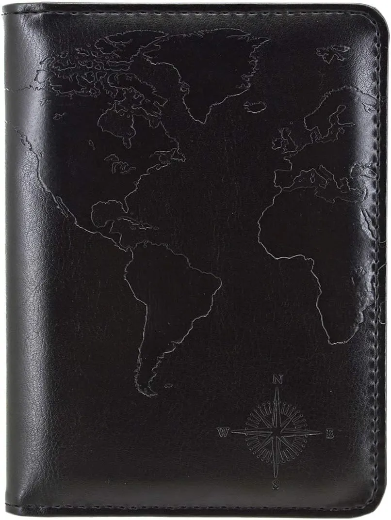 kandouren RFID Passport Holder Cover Case,Travel Accessories for Men & Boy,Passport Wallet(black world)