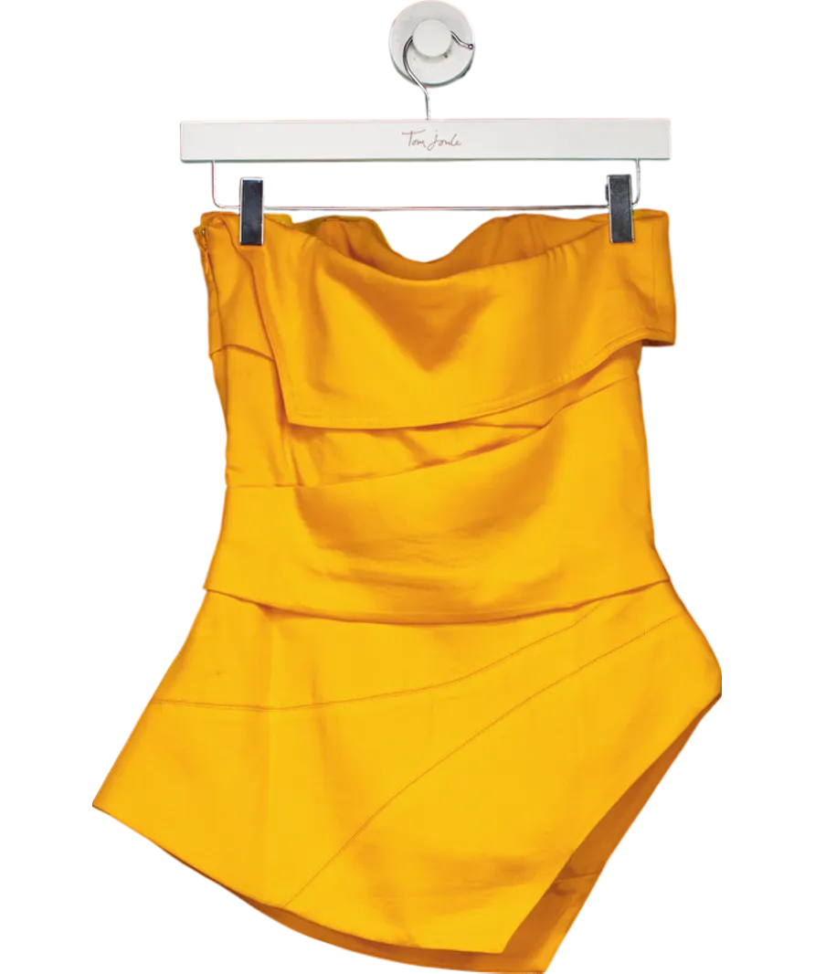 Karen Millen Orange Premium Linen Structured Pleated Tailored Bandeau Top UK 6