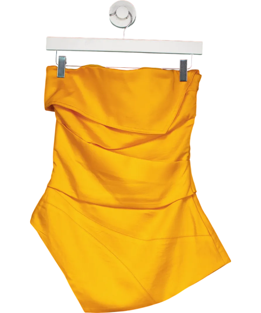 Karen Millen Orange Premium Linen Structured Pleated Tailored Bandeau Top UK 6