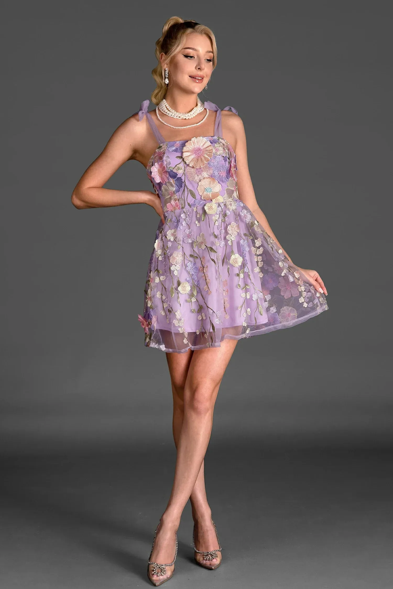 Karolos 3D Flower Lace Embroidered Dress