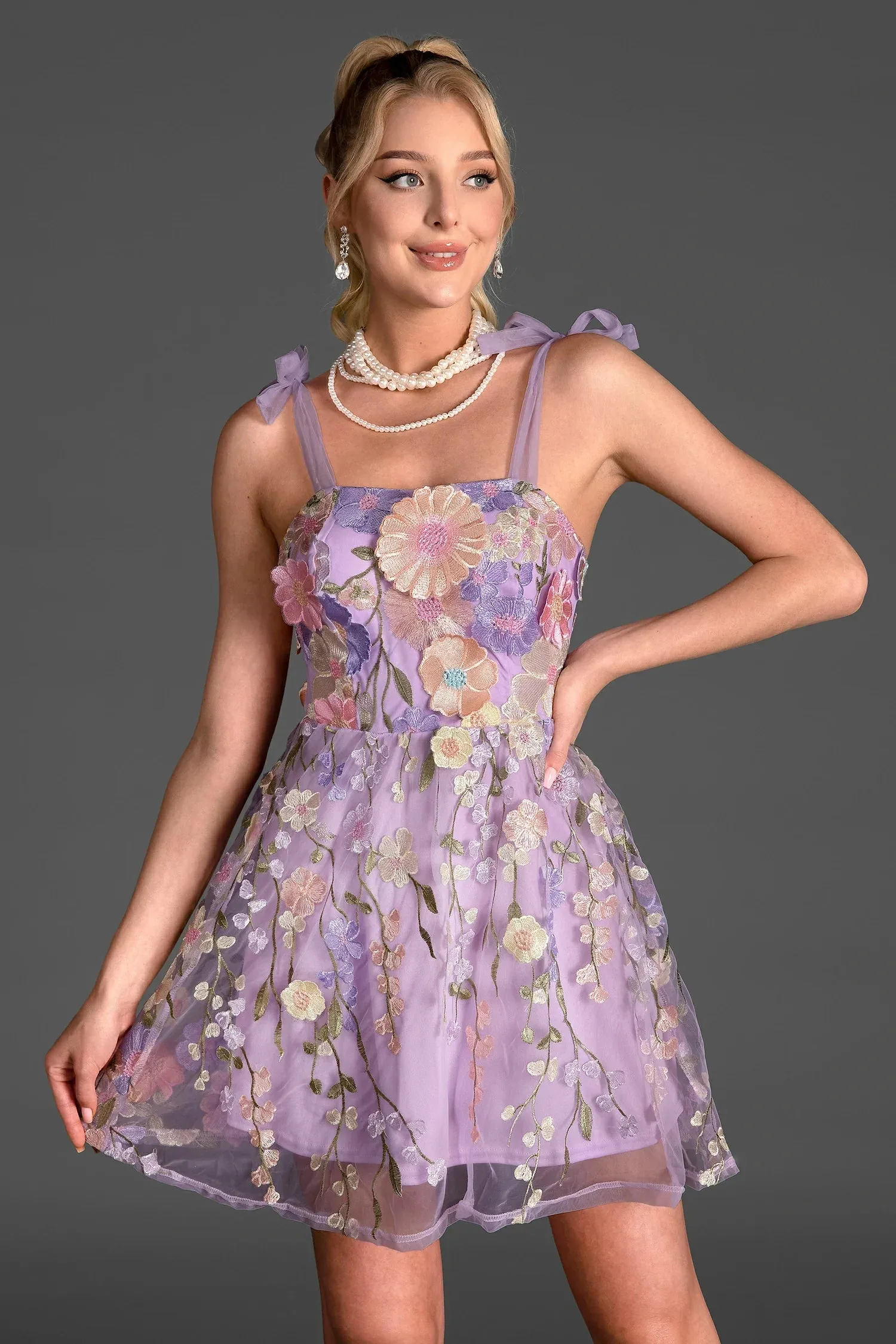 Karolos 3D Flower Lace Embroidered Dress