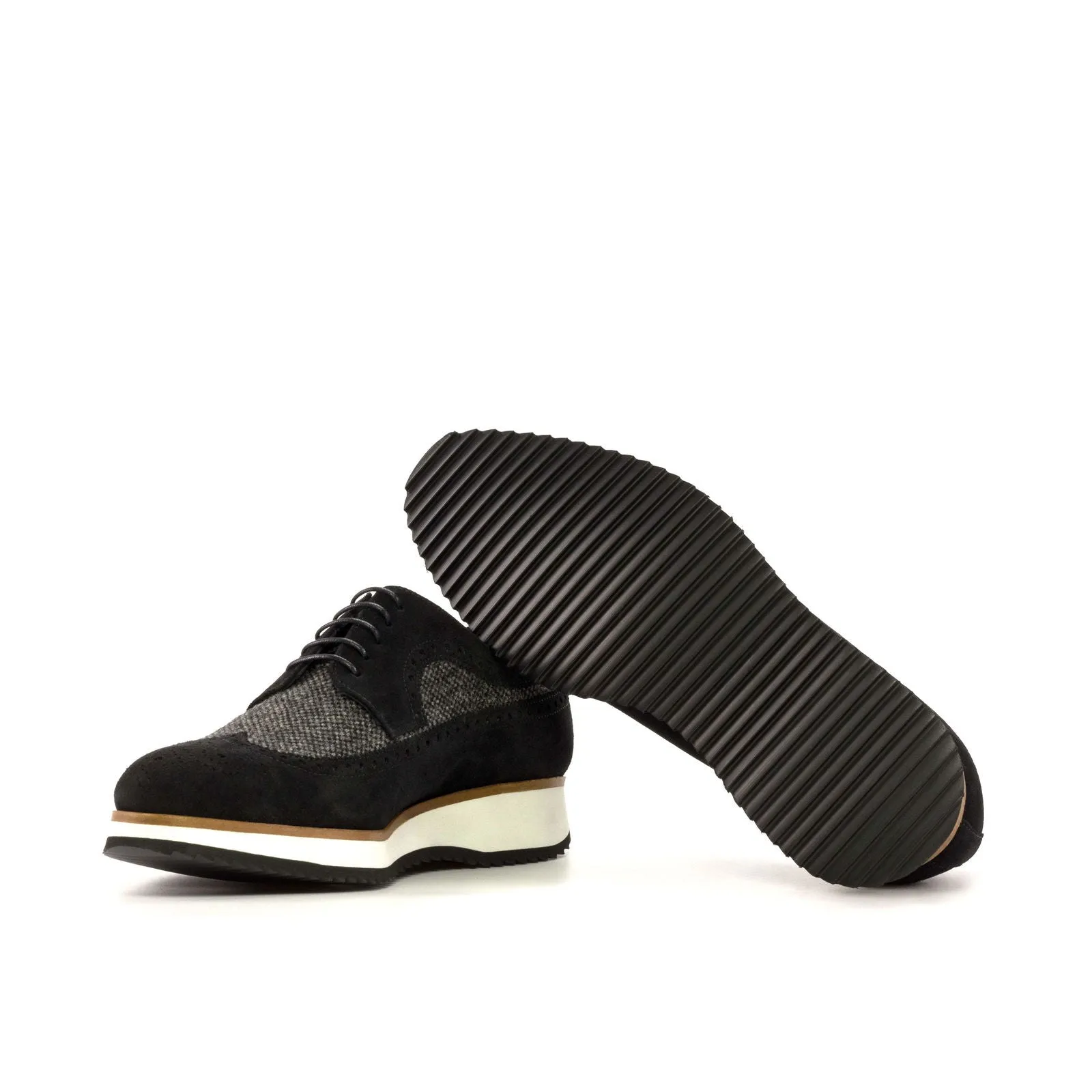 Longwing Blucher-Lux Suede, Sartorial, Black, Grey-Wholesale