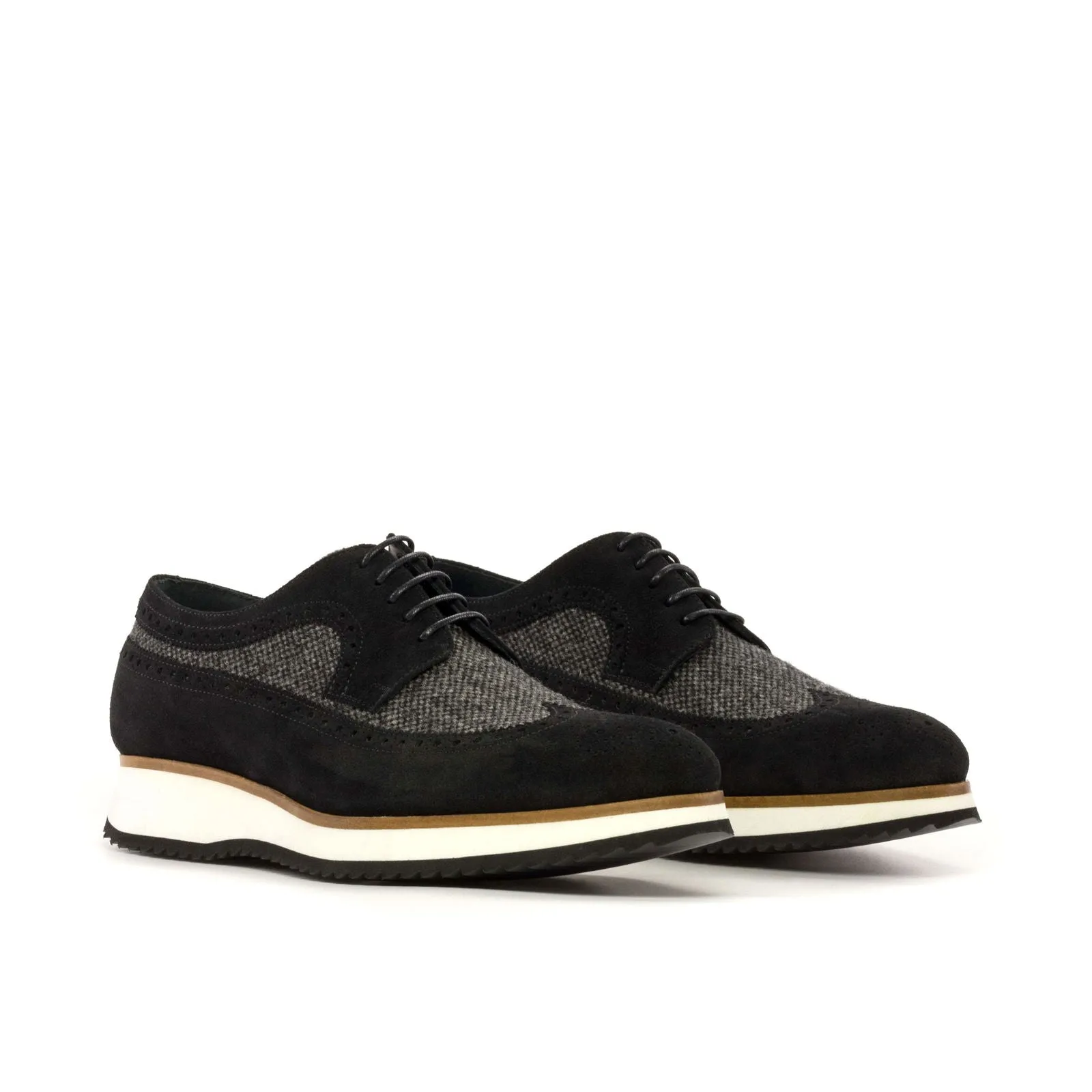 Longwing Blucher-Lux Suede, Sartorial, Black, Grey-Wholesale