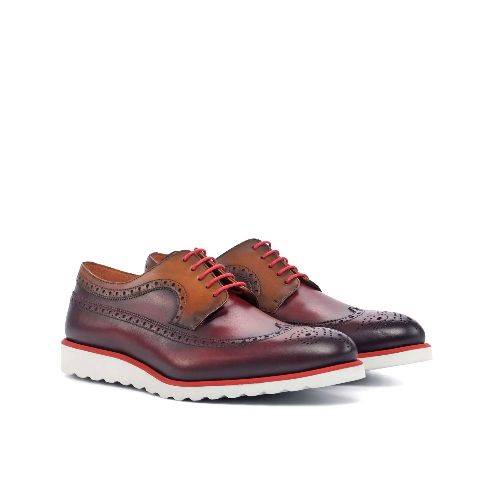 Longwing Blucher-Painted Calf, Red, Brown-Wholesale