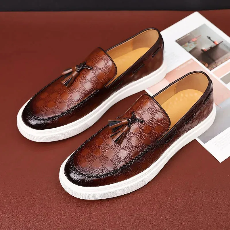 Marco Embossed Leather Loafers