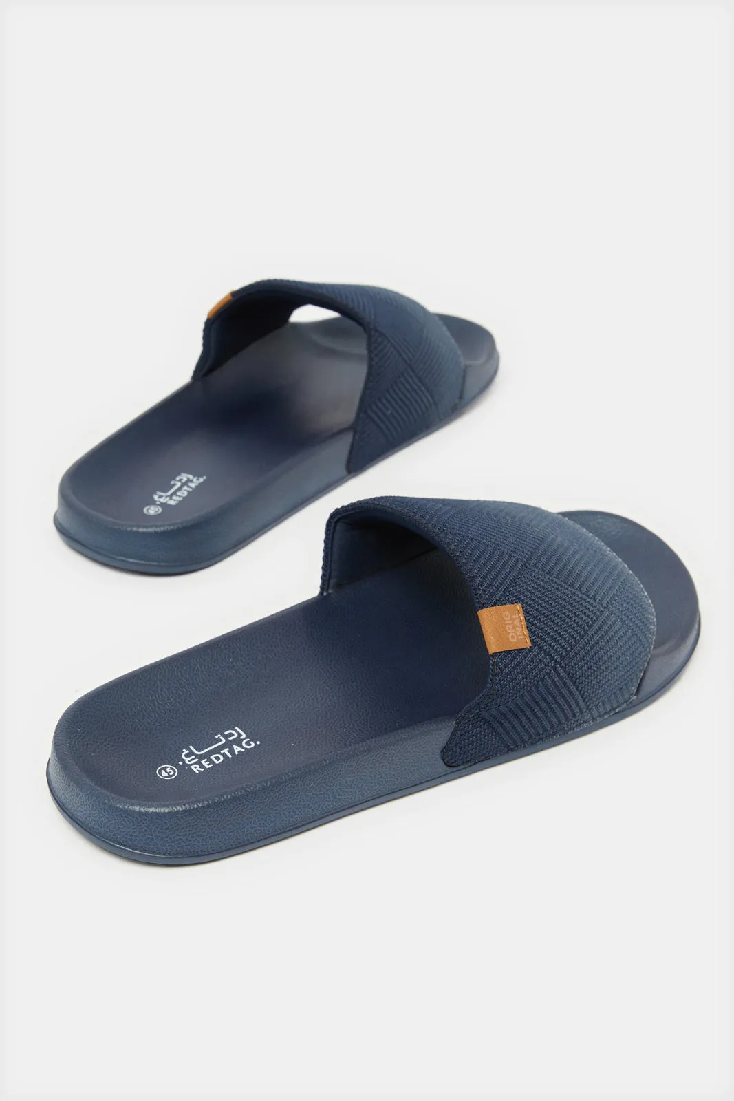Men Navy Textured Padded Slide