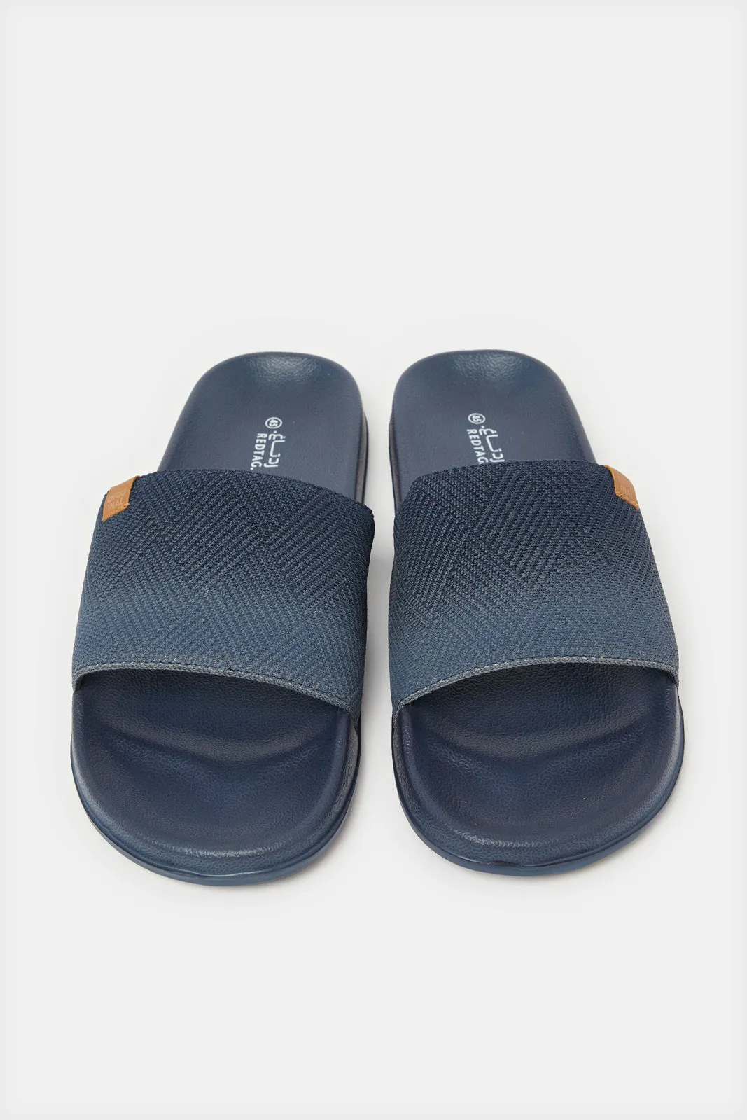 Men Navy Textured Padded Slide