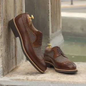 Men's Longwing Blucher Leather Shoes Wide Plus Size Brown 2939