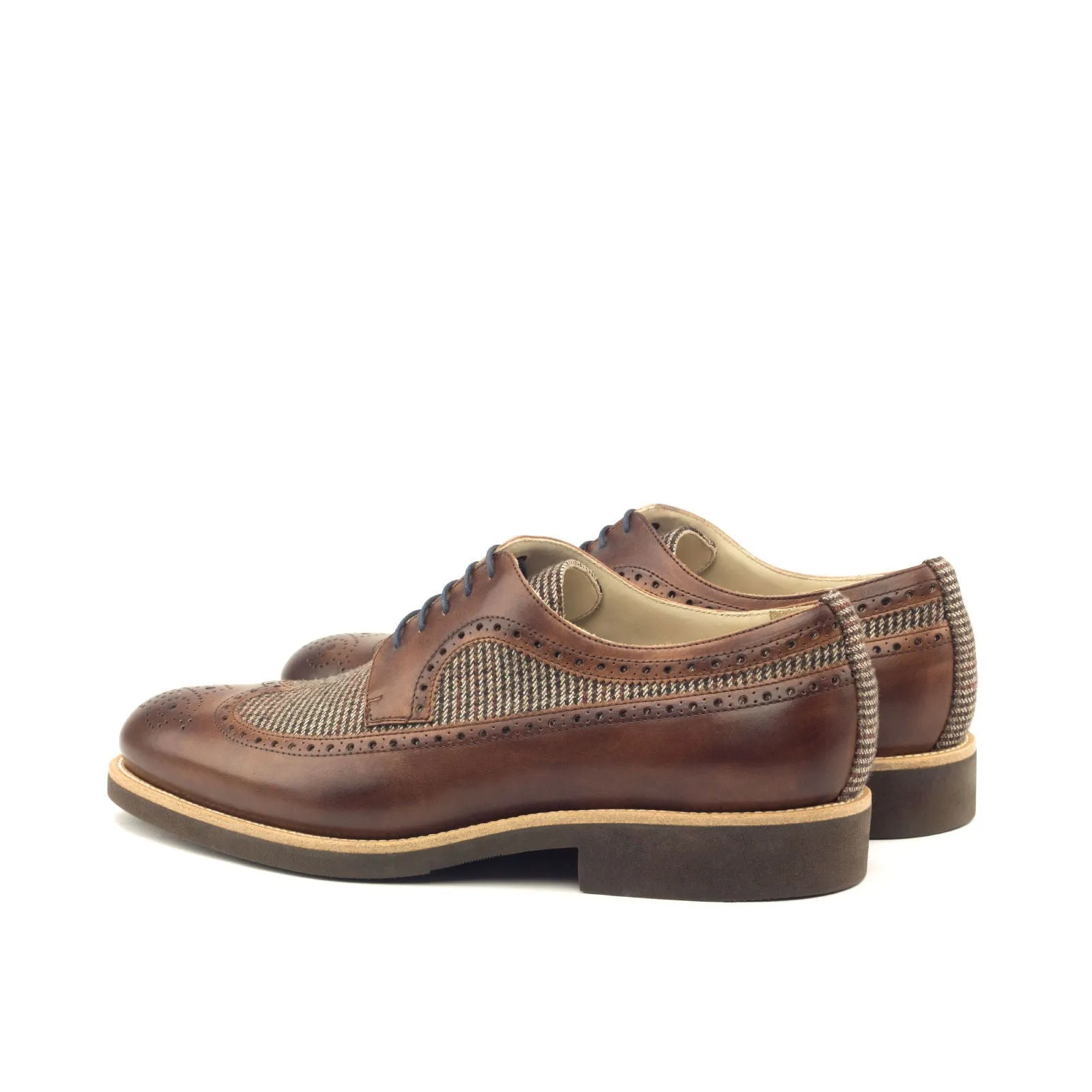 Men's Longwing Blucher Leather Shoes Wide Plus Size Brown 2939