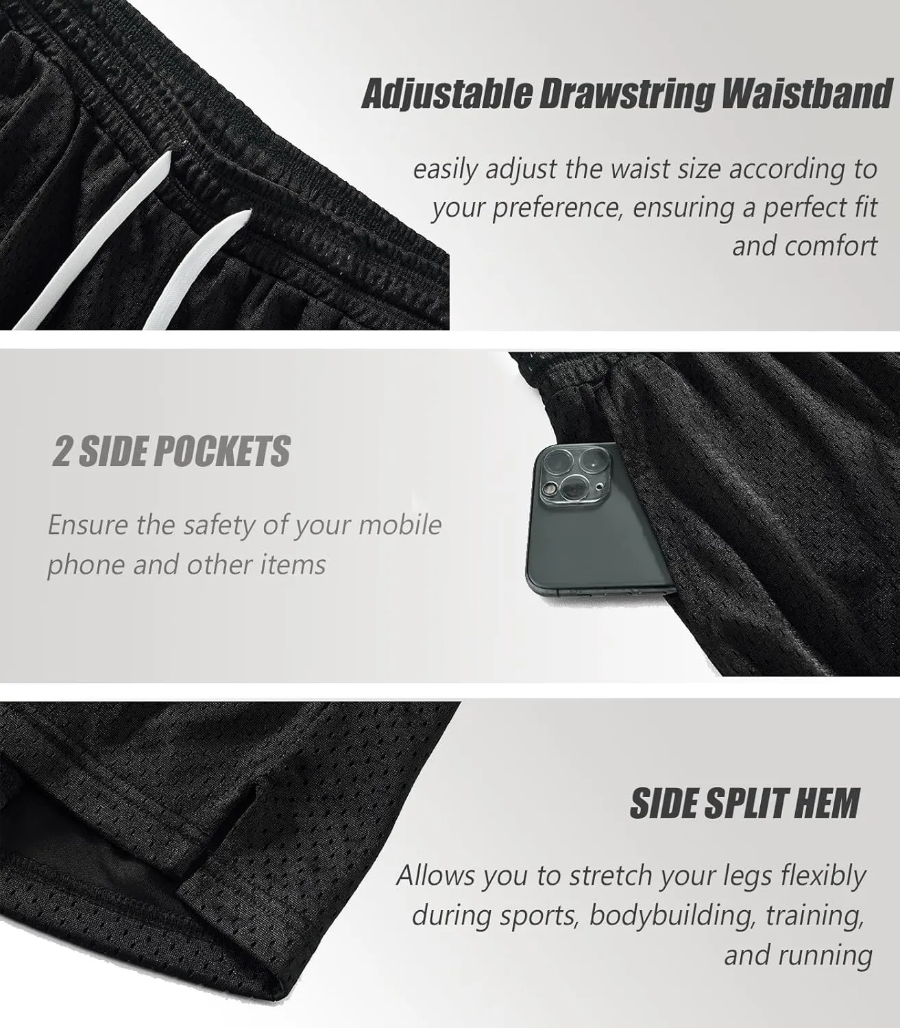 Mens Mesh Shorts 6 Inch Inseam Mens Athletic Shorts Breathable Fabric for Gym and Workouts