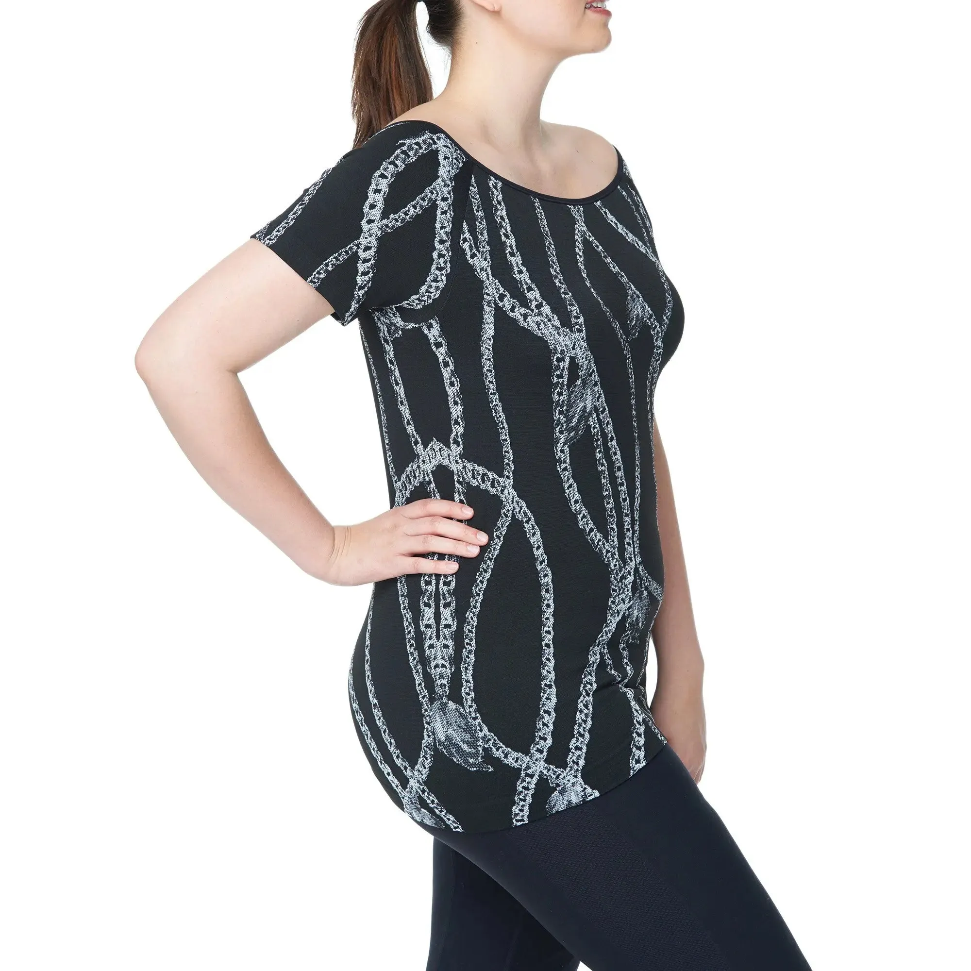 Off Shoulder Short sleeves Top, Women Plus Size Shirt