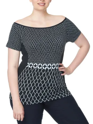 Off Shoulder Short sleeves Top, Women Plus Size Shirt