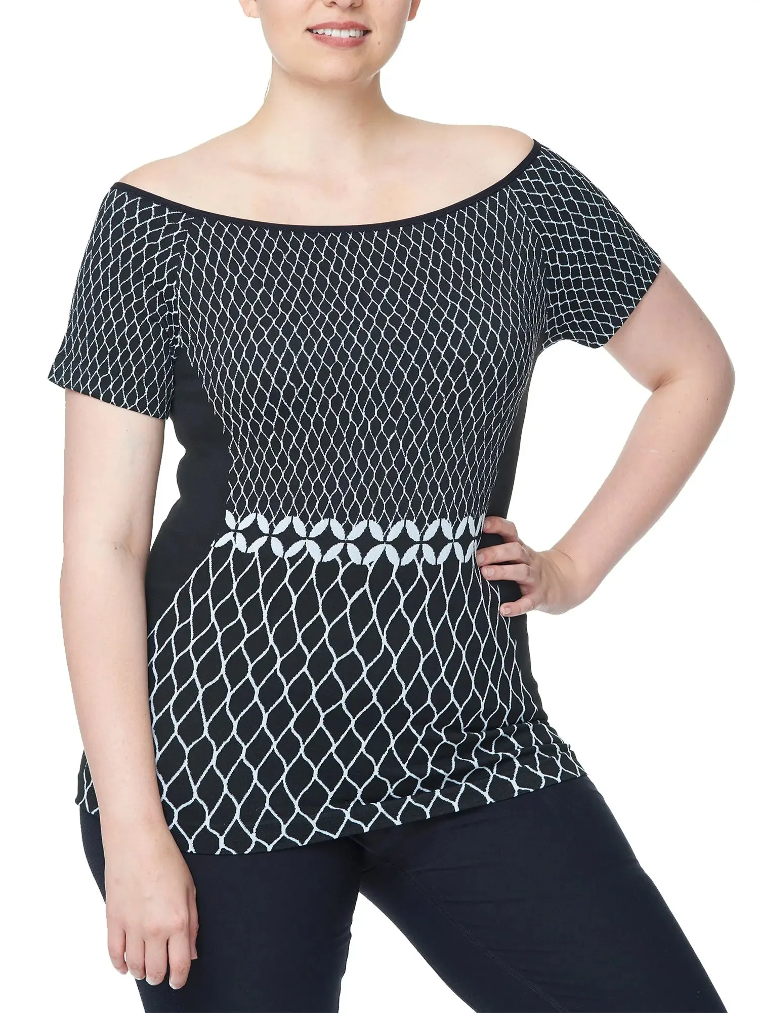 Off Shoulder Short sleeves Top, Women Plus Size Shirt