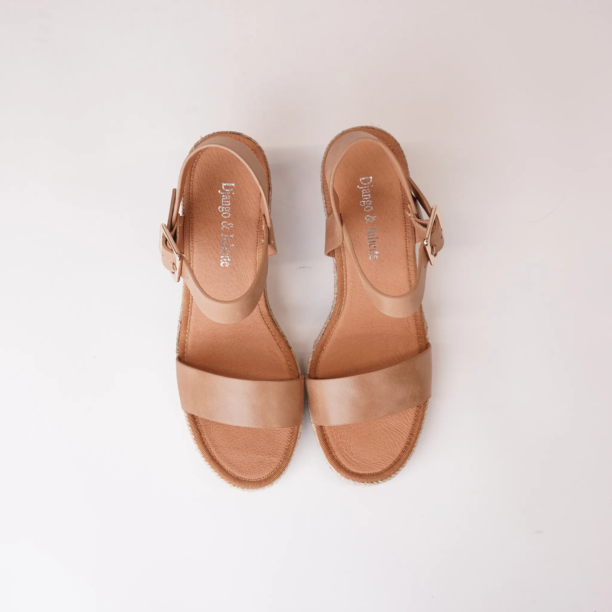 Pakko Tan Leather Espadrille Wedges