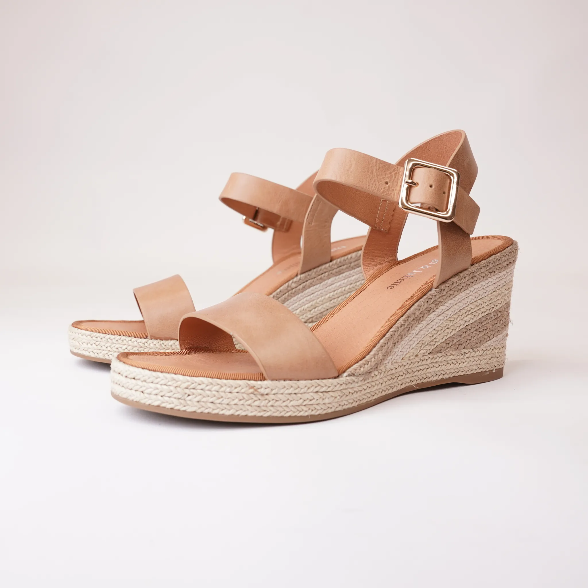 Pakko Tan Leather Espadrille Wedges