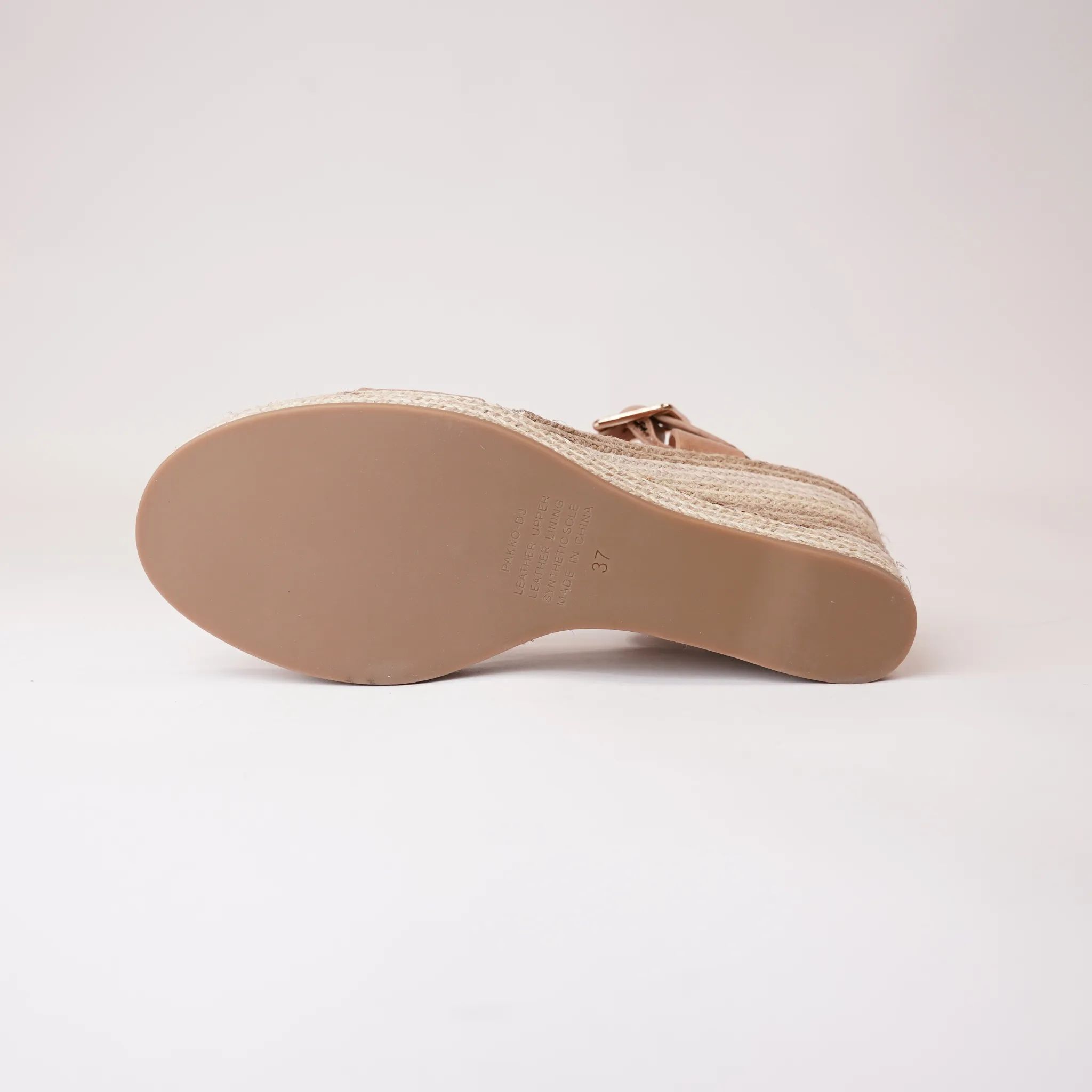 Pakko Tan Leather Espadrille Wedges