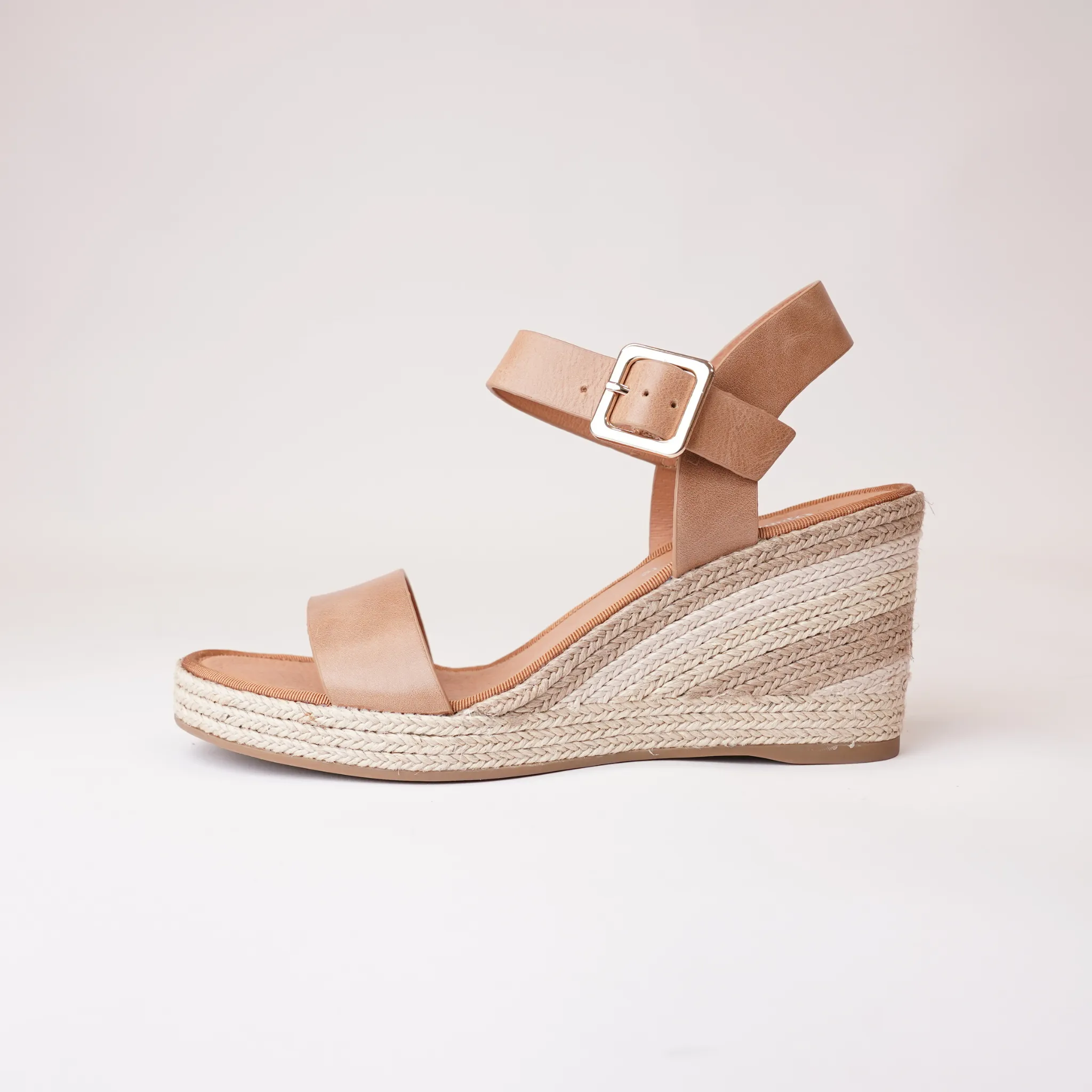 Pakko Tan Leather Espadrille Wedges