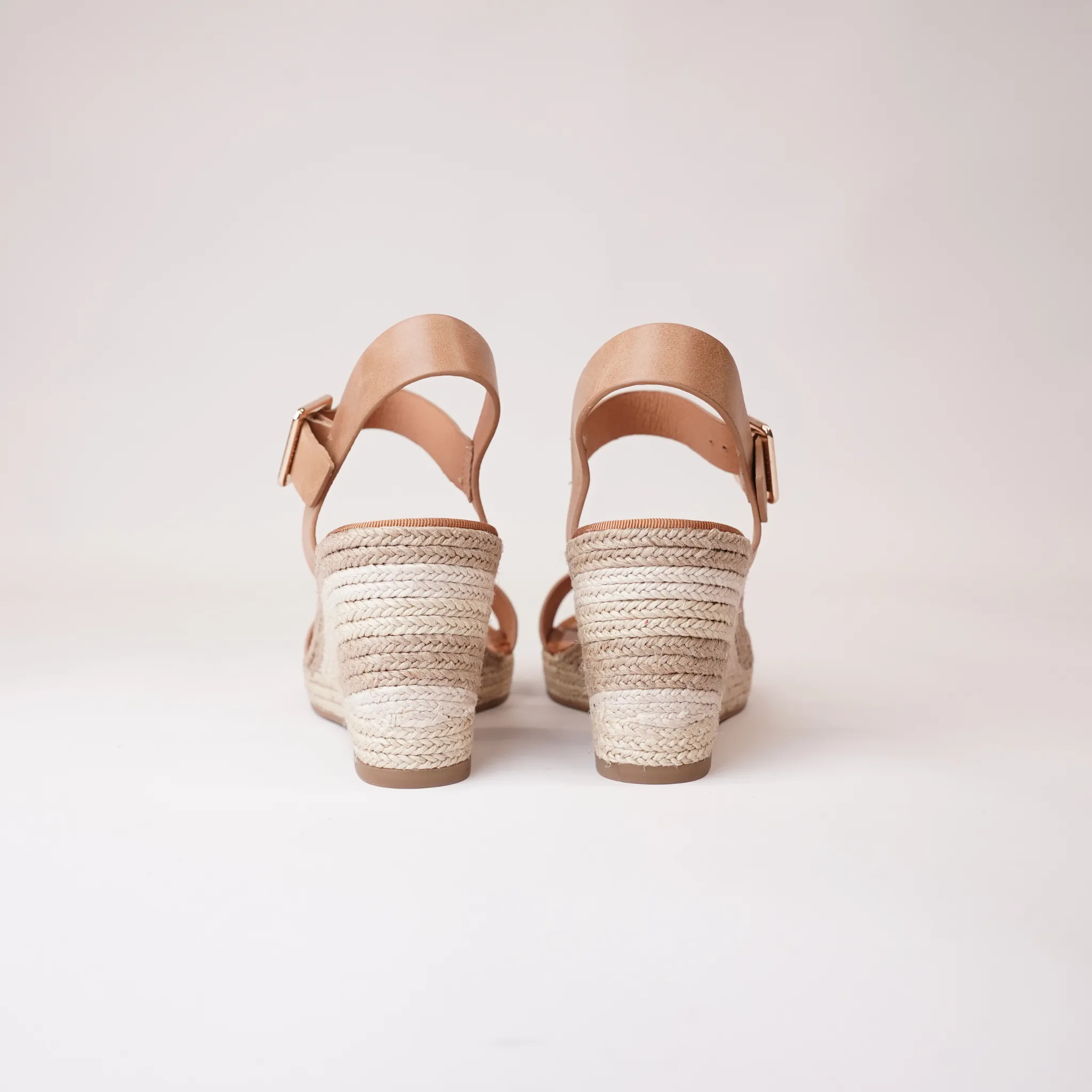 Pakko Tan Leather Espadrille Wedges