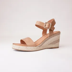 Pakko Tan Leather Espadrille Wedges