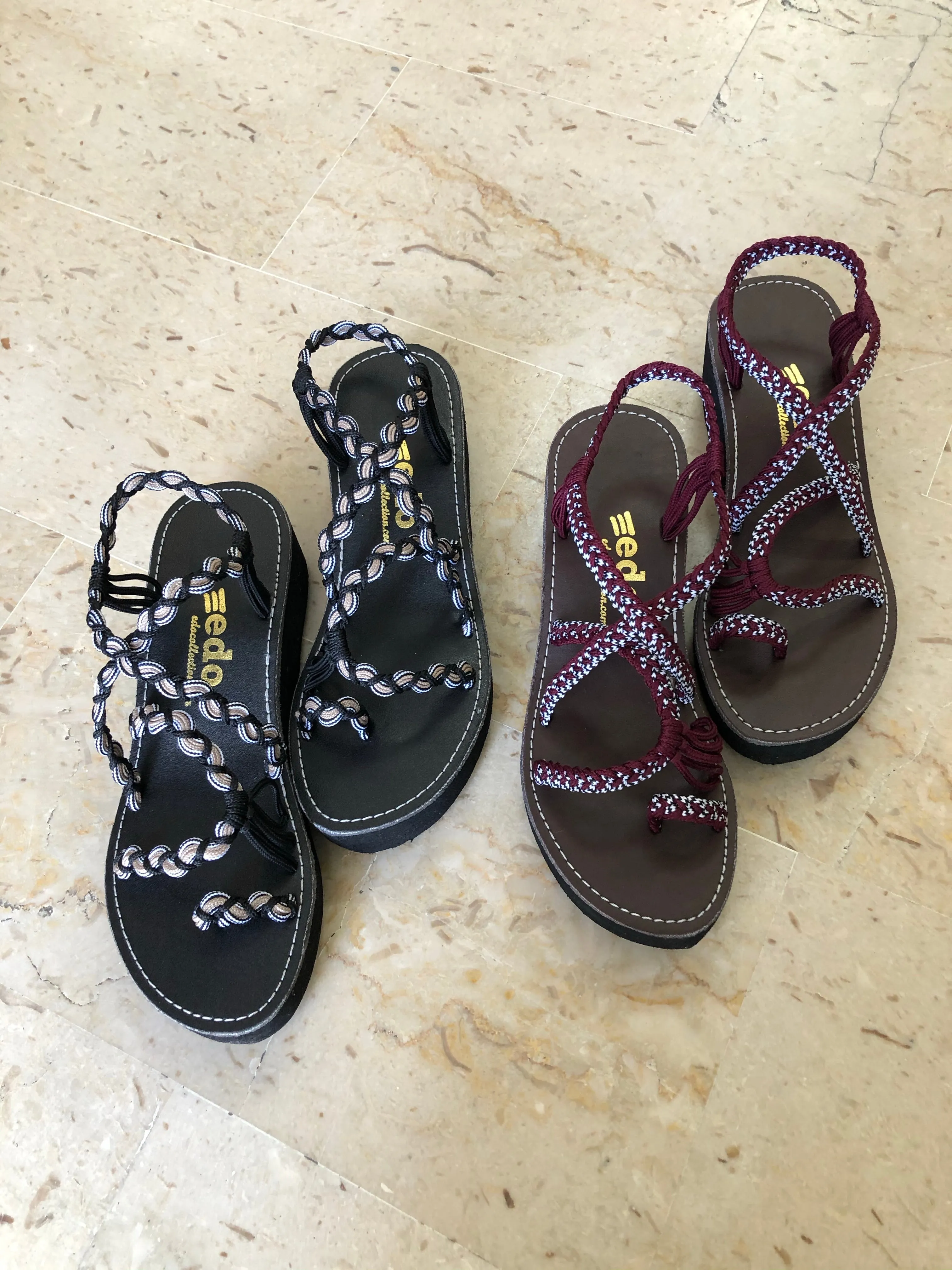 Platform Rope Sandals-Burgundy-Giulia Style