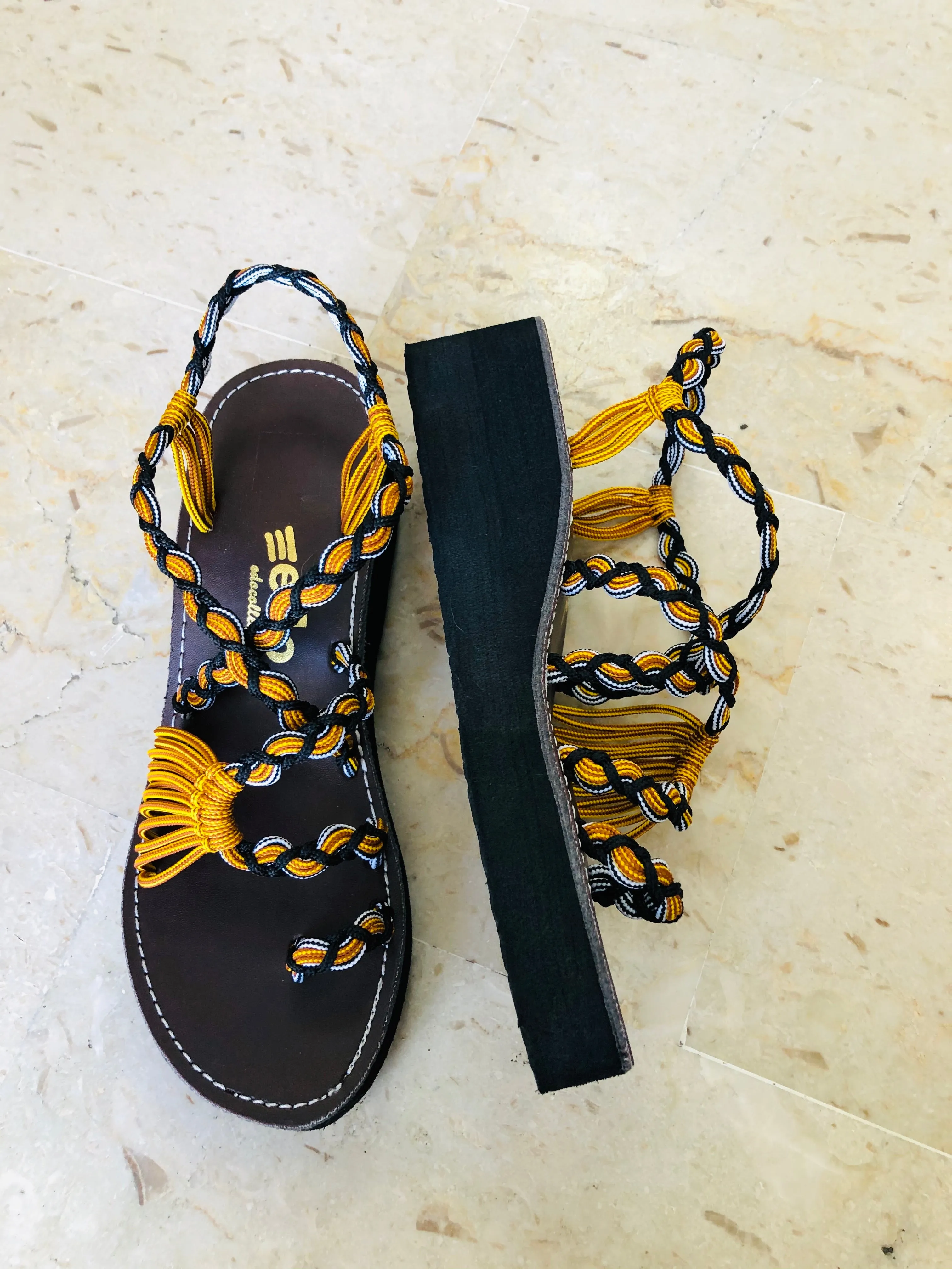 Platform Rope Sandals-Yellow-Claudia Style