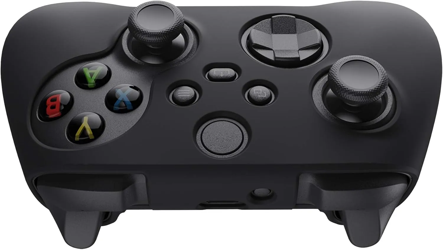 PlayVital Black Pure Series Anti-Slip Silicone Cover Skin for Xbox Series X Controller, Soft Rubber Case Protector for Xbox Core Wireless Controller with Black Thumb Grip Caps