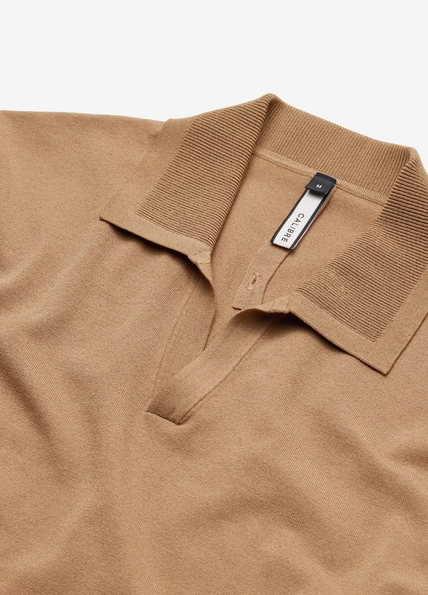 Rib Collar Tech Knit Polo Dark Blonde