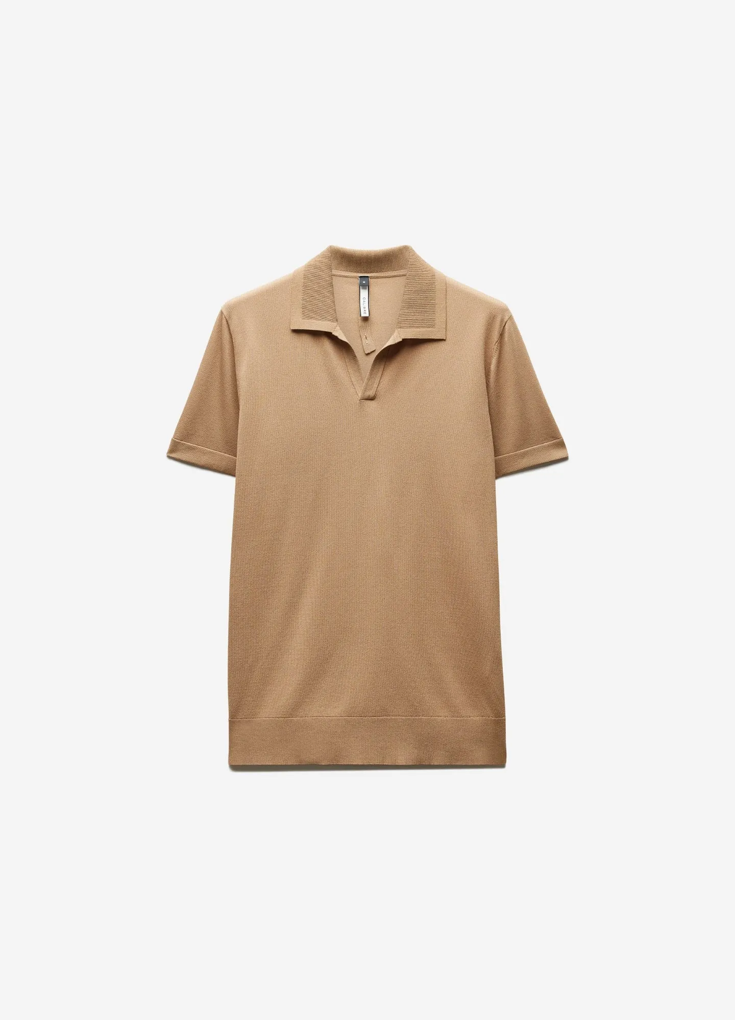 Rib Collar Tech Knit Polo Dark Blonde