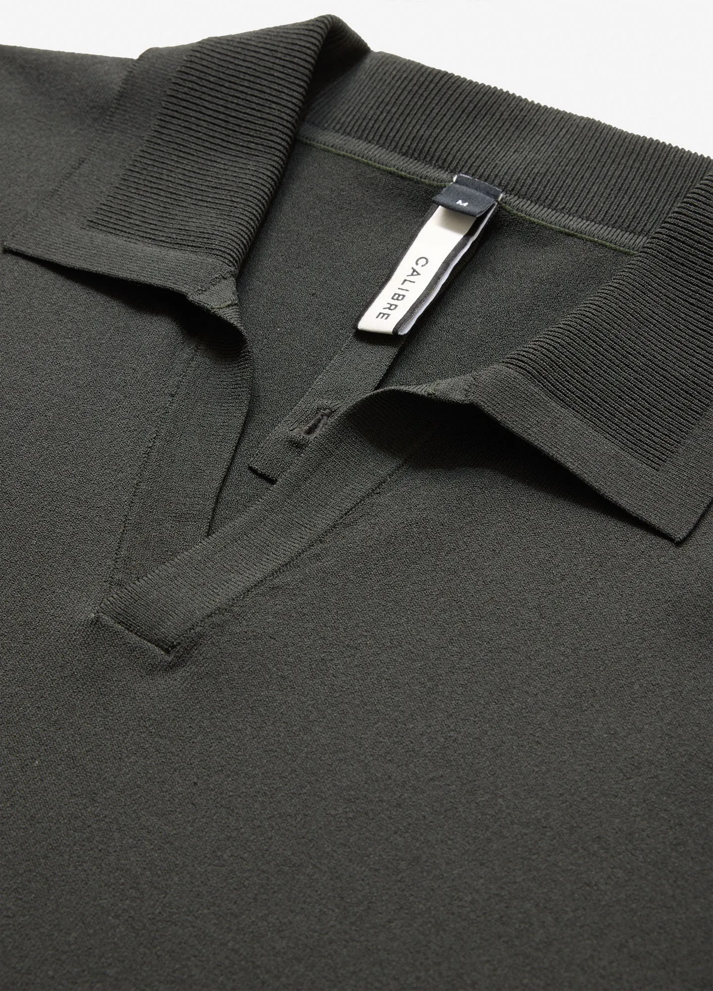 Rib Collar Tech Knit Polo Khaki
