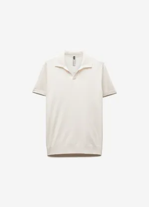 Rib Collar Tech Knit Polo Parchment