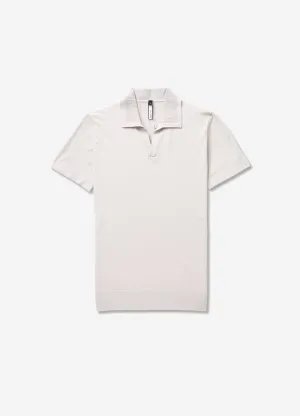Rib Collar Tech Knit Polo Silver