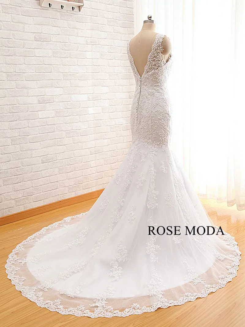Rosemoda Delicate Beaded Lace Mermaid Wedding Dress