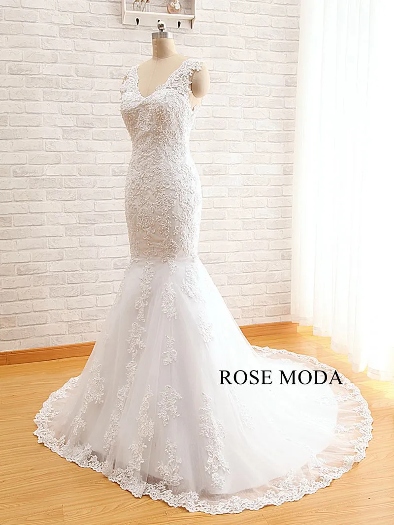 Rosemoda Delicate Beaded Lace Mermaid Wedding Dress